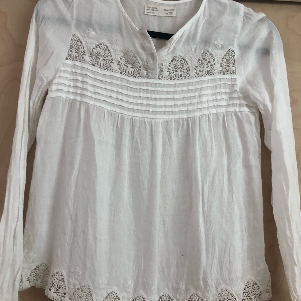 Zara girls soft collection eyelet white top 11/12
